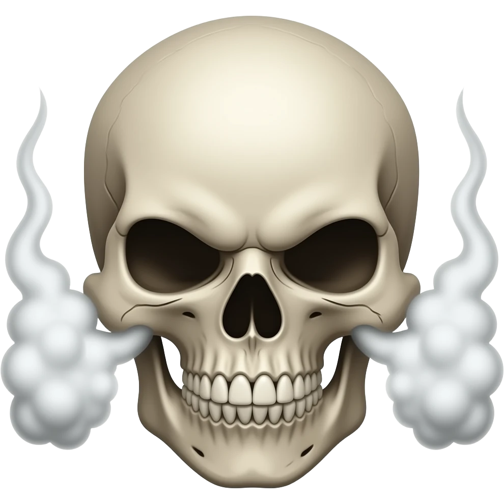 Angry skull head with smoke coming out of its ears emoji