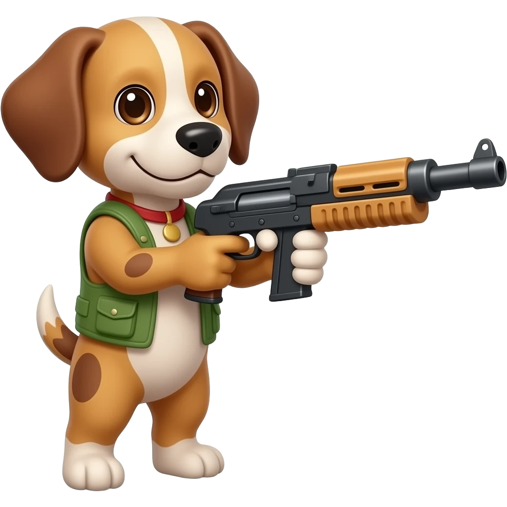 Pistola láser con un perro  sujetandola emoji