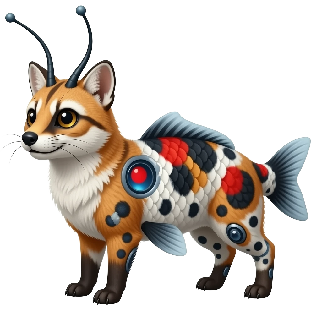 edgy Damask mutant koi-civet-genet-hybrid with antennas emoji