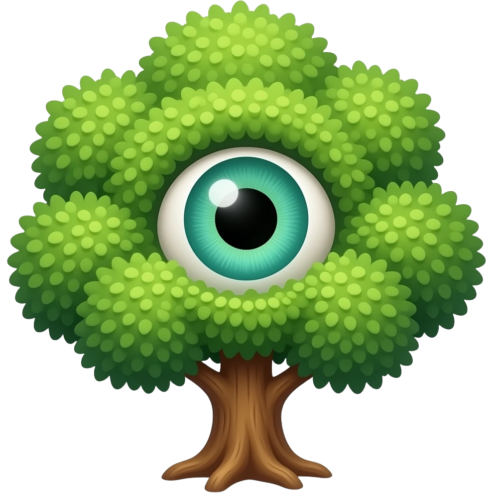 Living tree with one single eye green eye emoji
