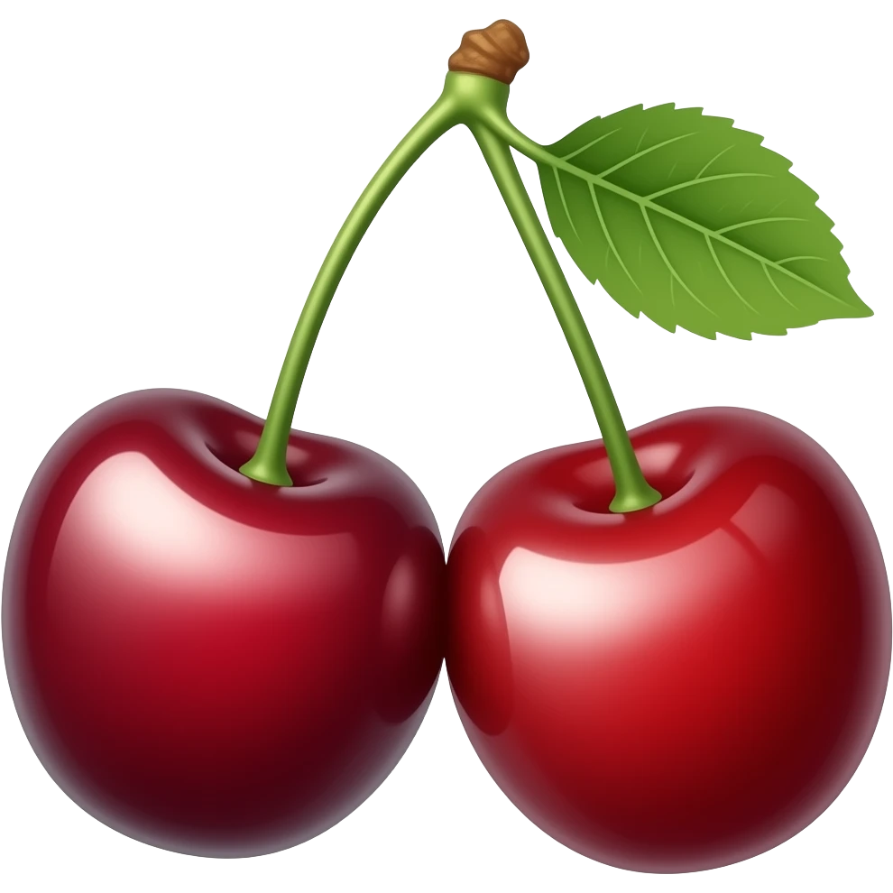 Una berenjena al medio de unas cerezas emoji