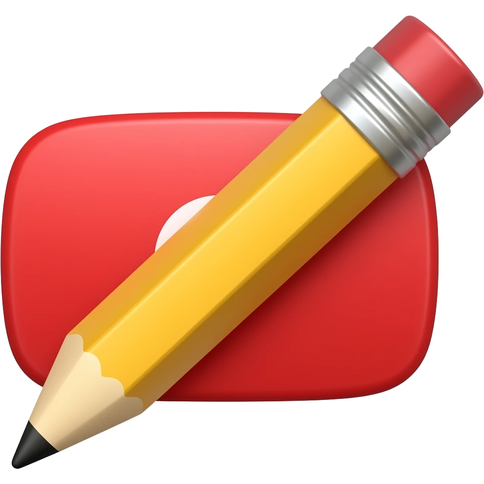 Icône de YouTube avec un crayon à papier le traversant emoji