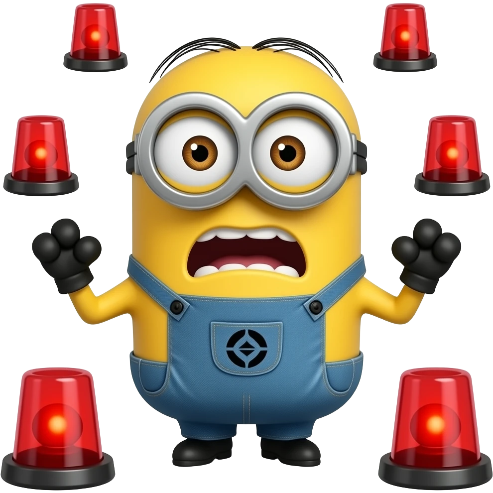 minon in sheer panic and terror and also red siren alarms emoji
