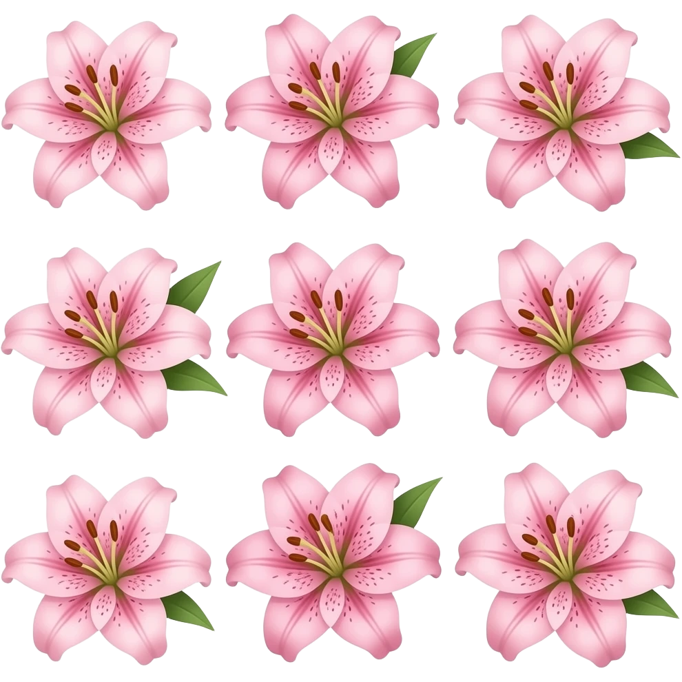 Pink lily flower many emoji