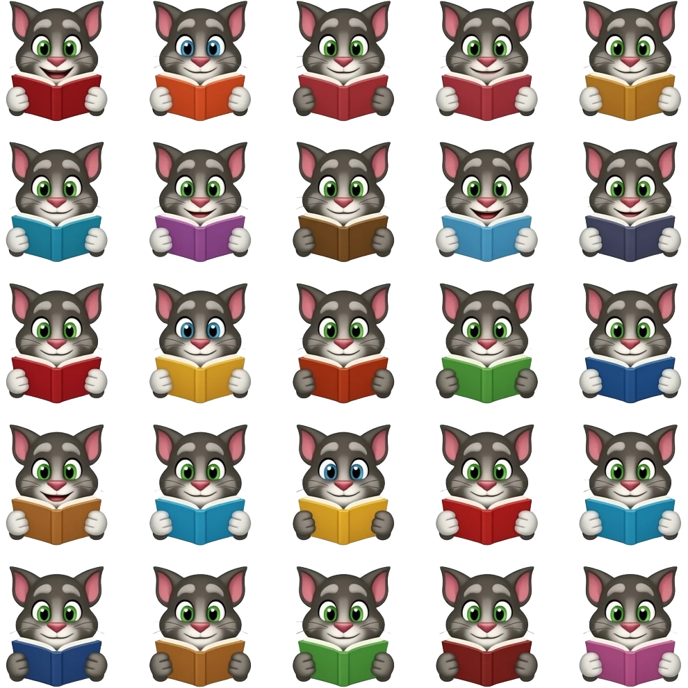 ۱۰۰ تاTalking TOMدرحال کتاب خواندن emoji