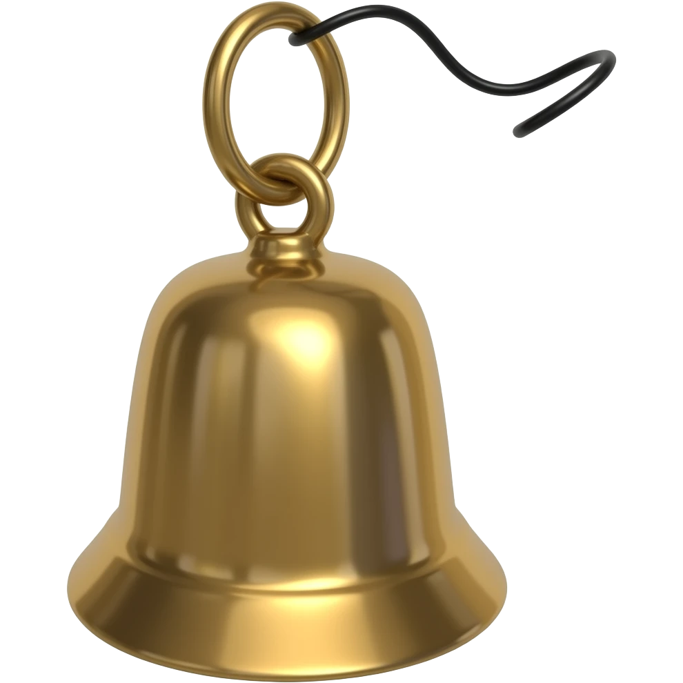 Cowbell bronze with a black thin string attached with nothing on it emoji