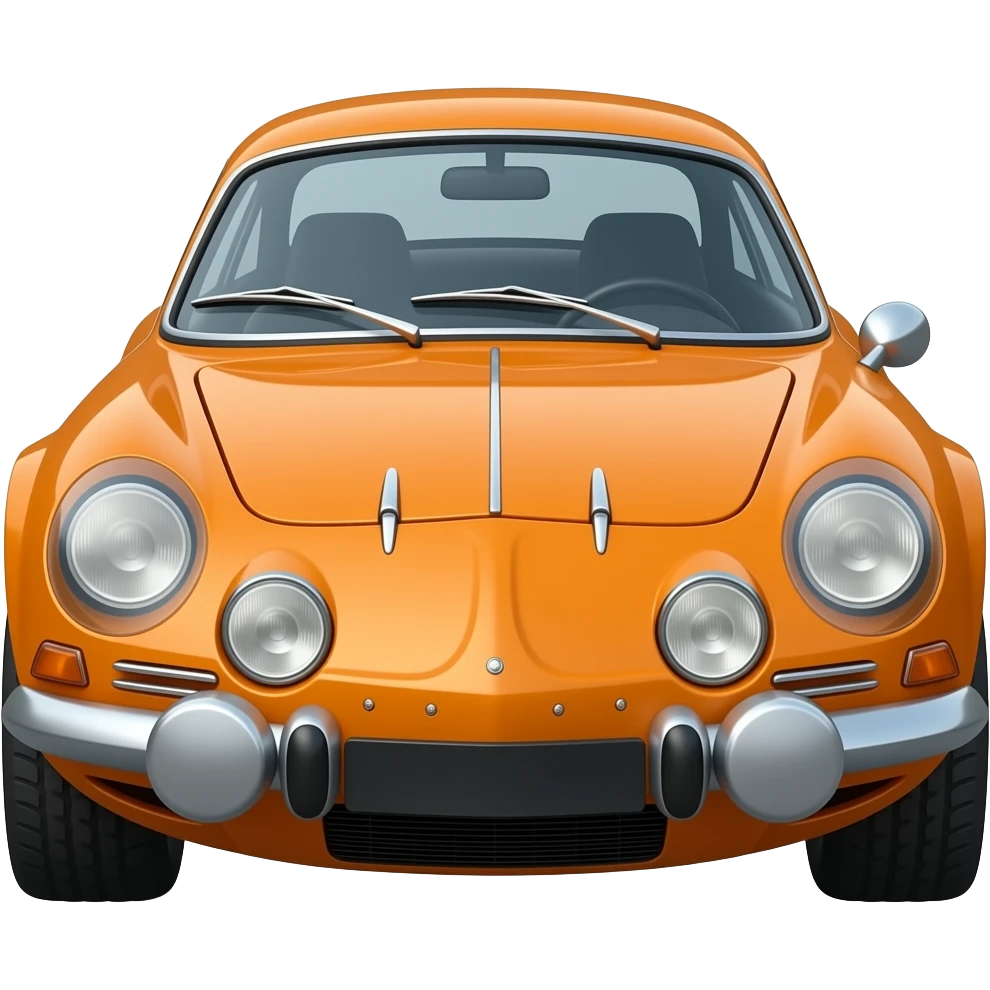 orange vintage alpine a110, hyper real, highly detailed emoji