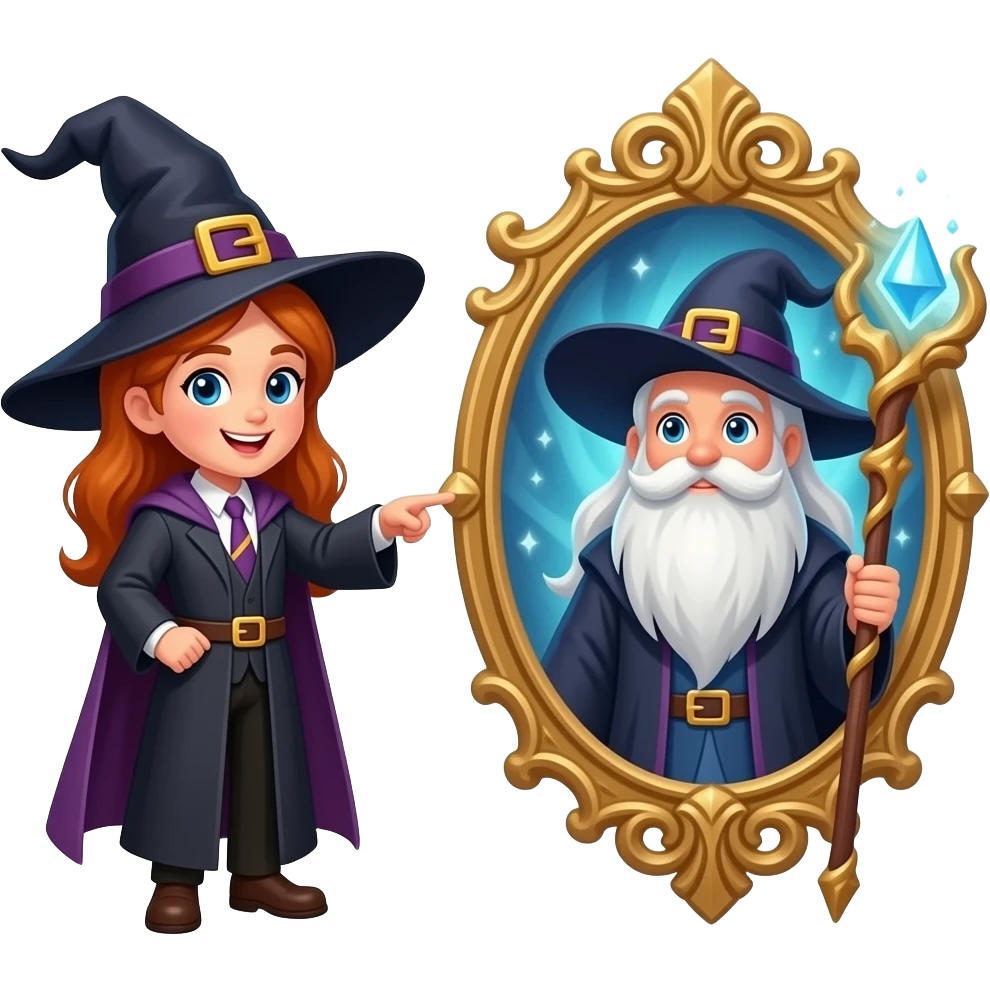 колдунья которая напровляет  посох на  злово  волшебника emoji