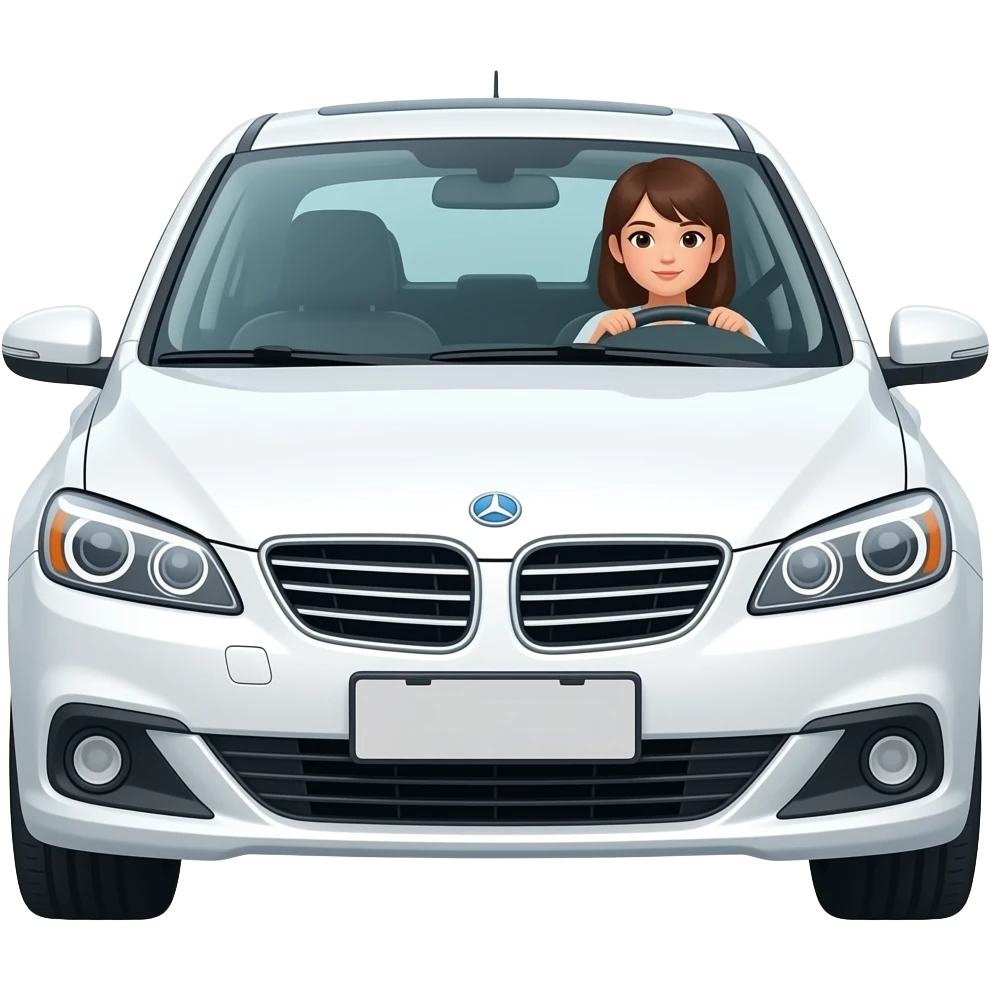 White car with girl in it emoji