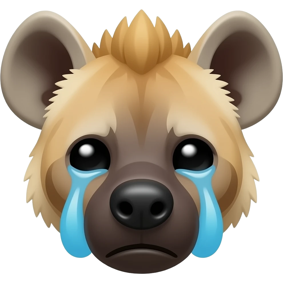 Hyène triste qui pleure  de face emoji