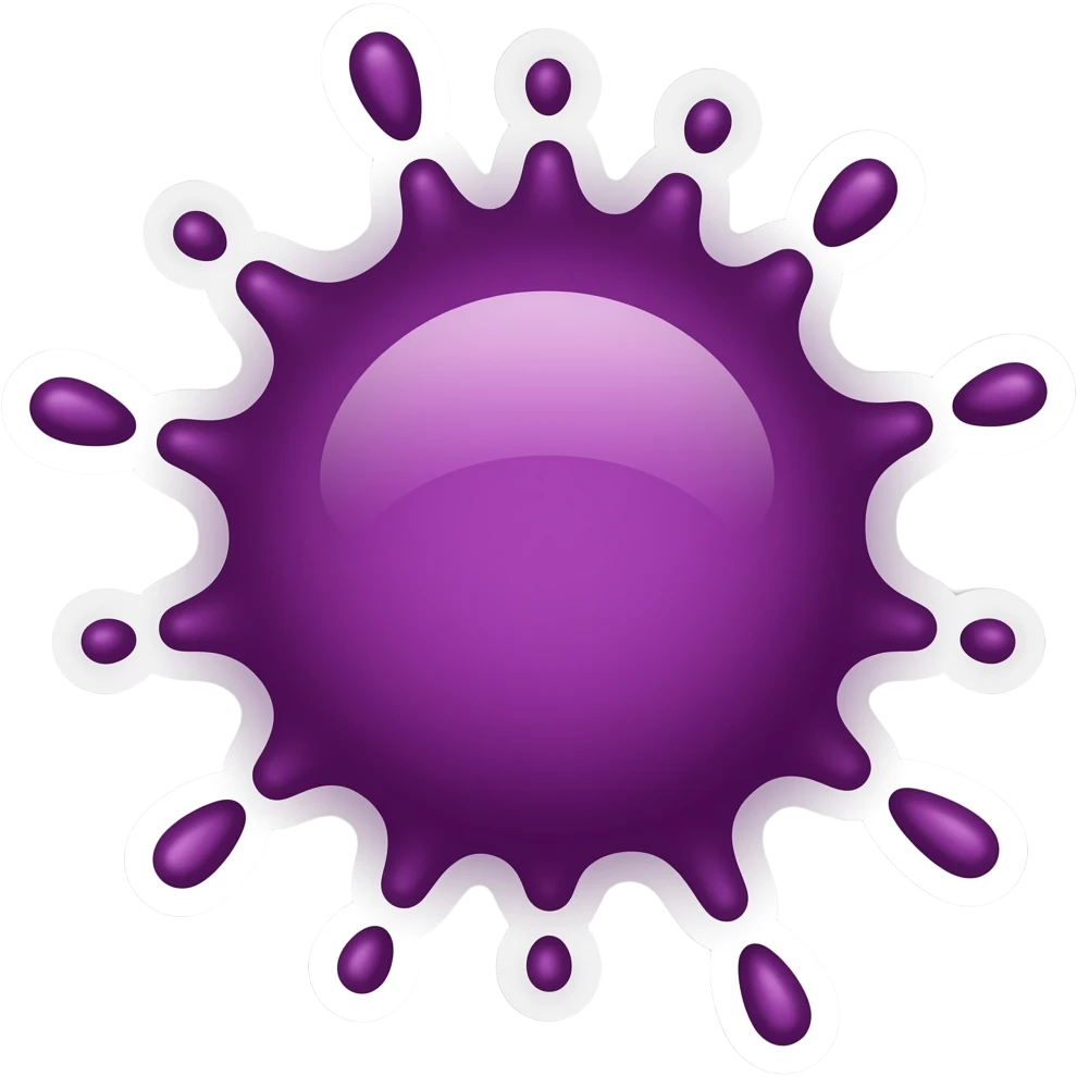 фиолетовый splash/blob-стикер, emoji