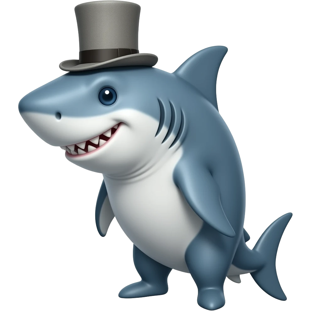 Shark with a top hat emoji