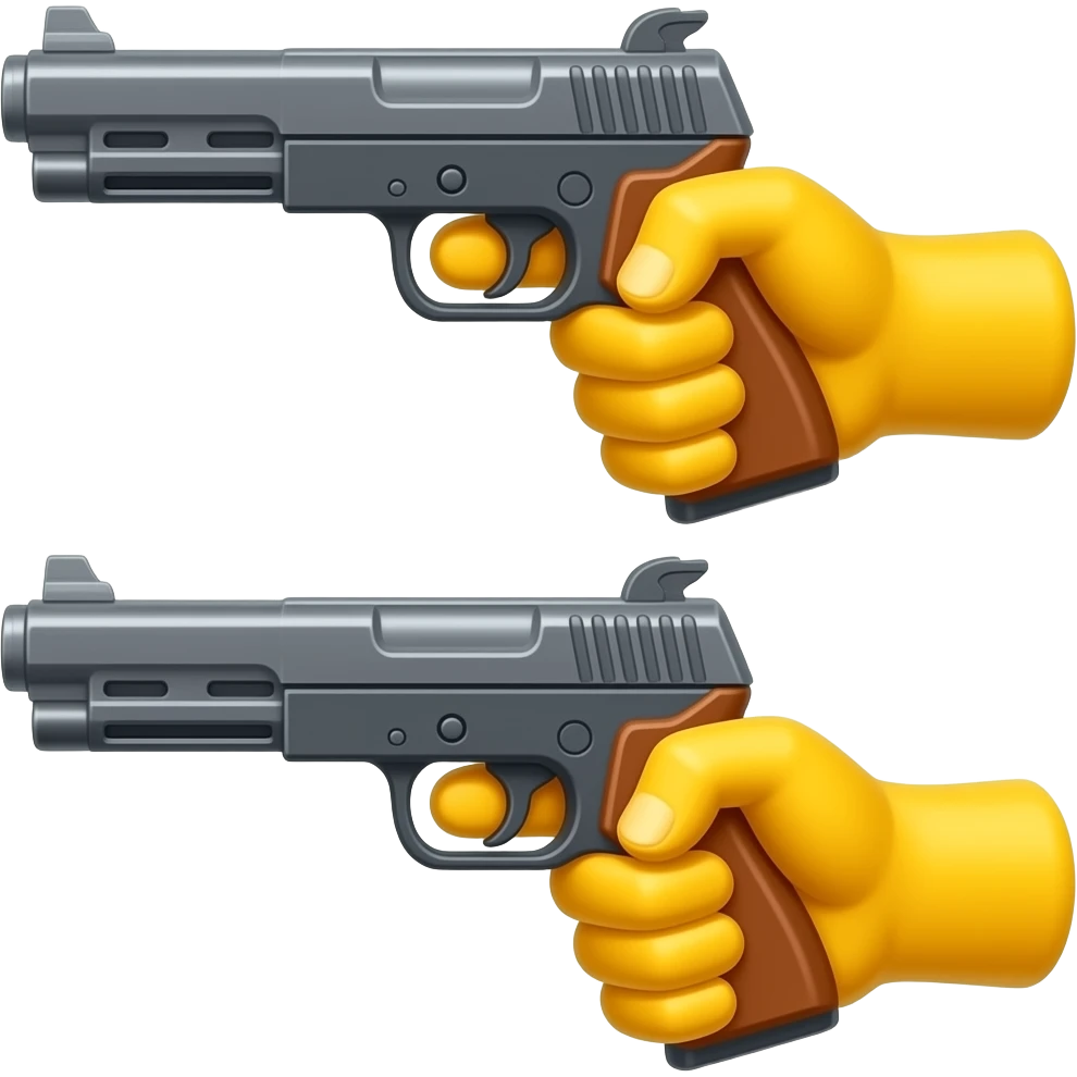 YELLOW HANDS aiming a machine gun, emoji style emoji