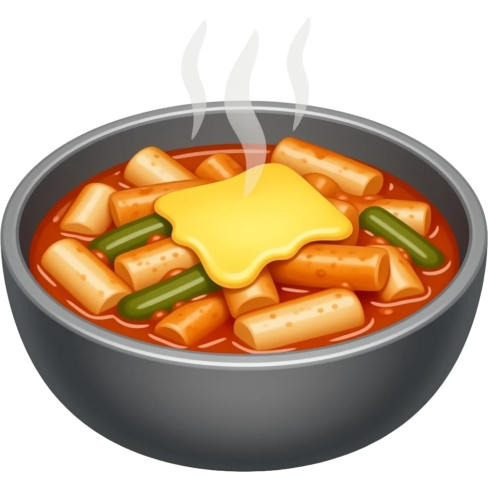 korean tteokbokki with melting cheese emoji