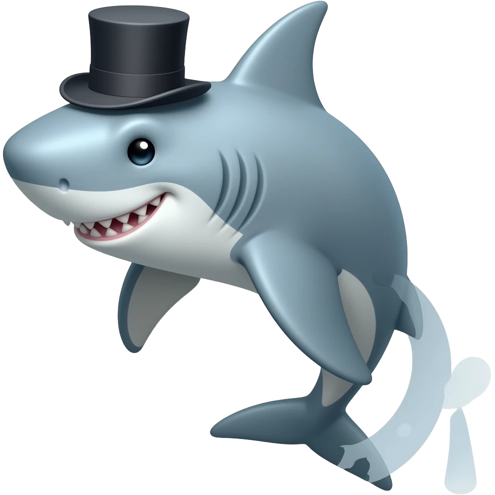 Shark with a top hat emoji