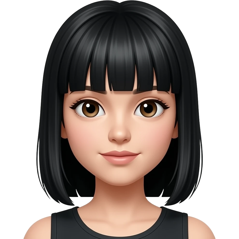 分刘海黑长直马尾披肩 emoji