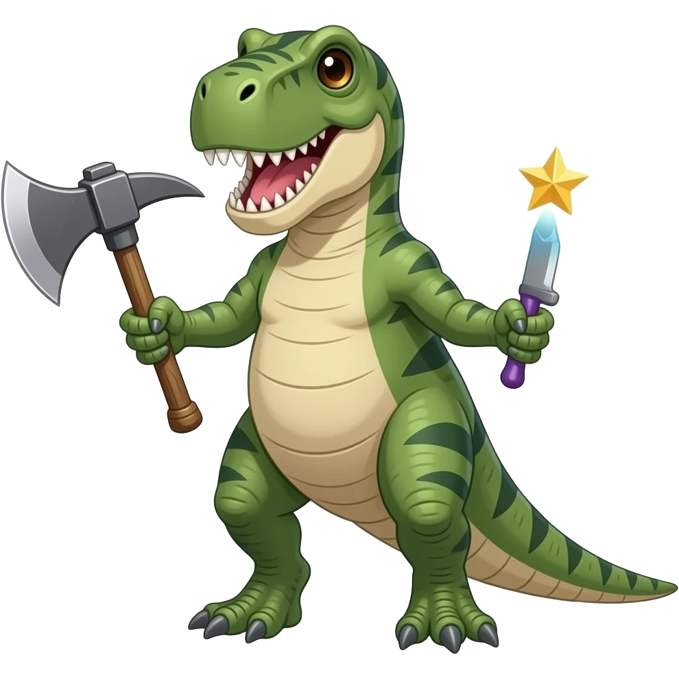 dinosaur sa portiklom i noz i  viljuska emoji