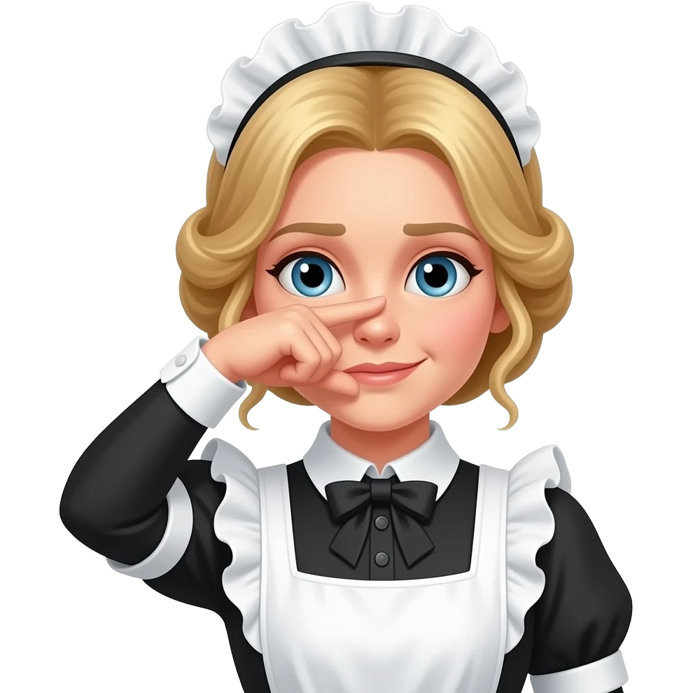 A victorian french maid with blonde hair dokng facepalm emoji