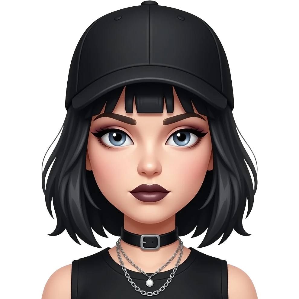 дівчина з чорной кепочкой емо з потужним макеяжем emoji