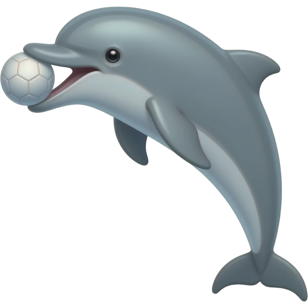 dolfin seen in front with ball in mounth emoji