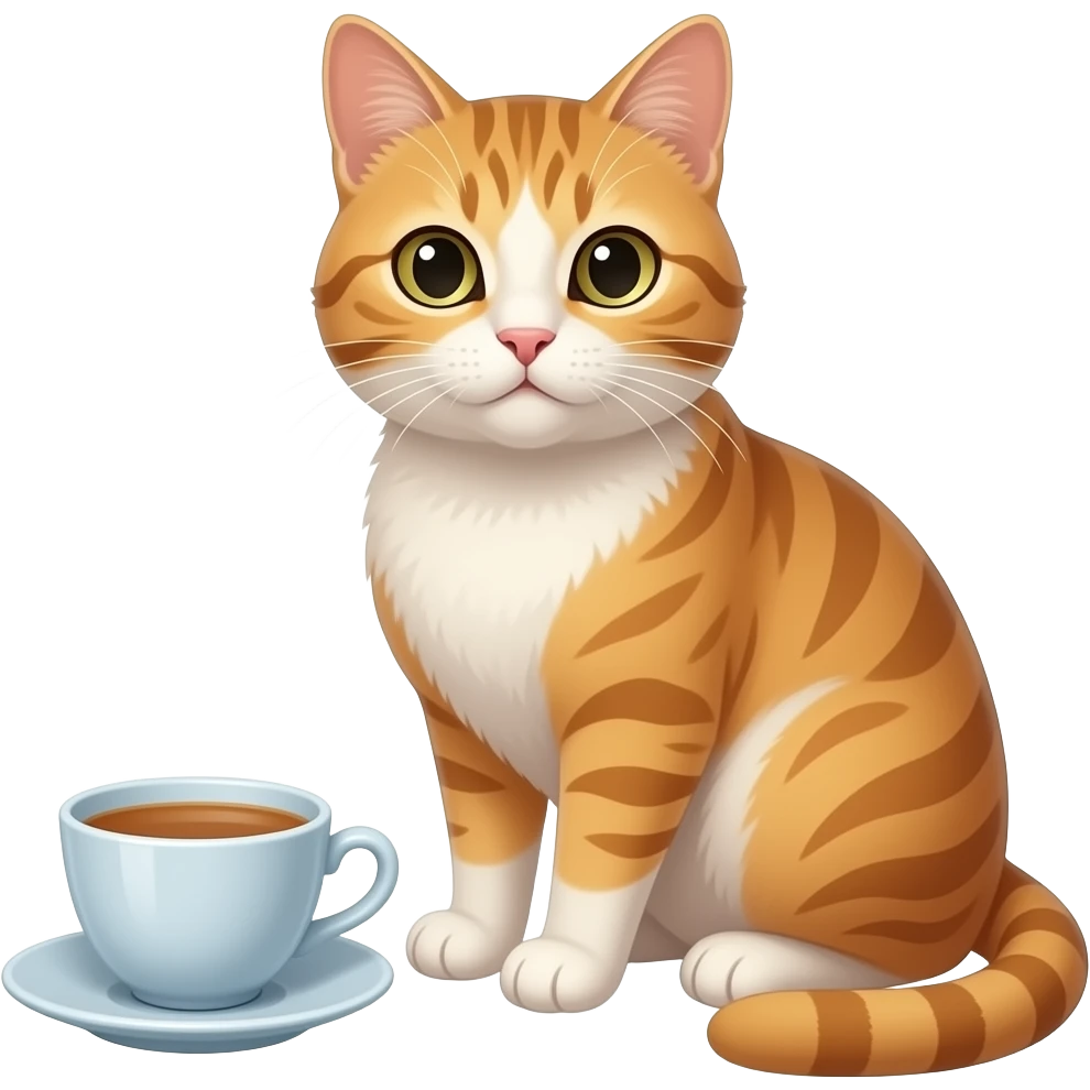Cat and tea emoji
