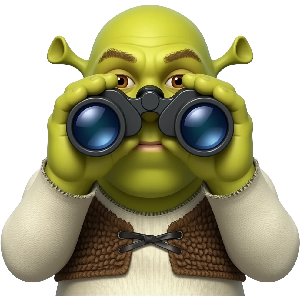 Shrek looking thru Benoculars emoji