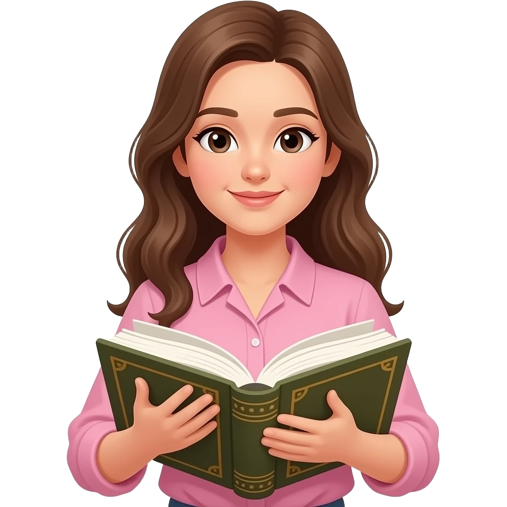 Niña con blisa rosada leyendo muchos libros emoji