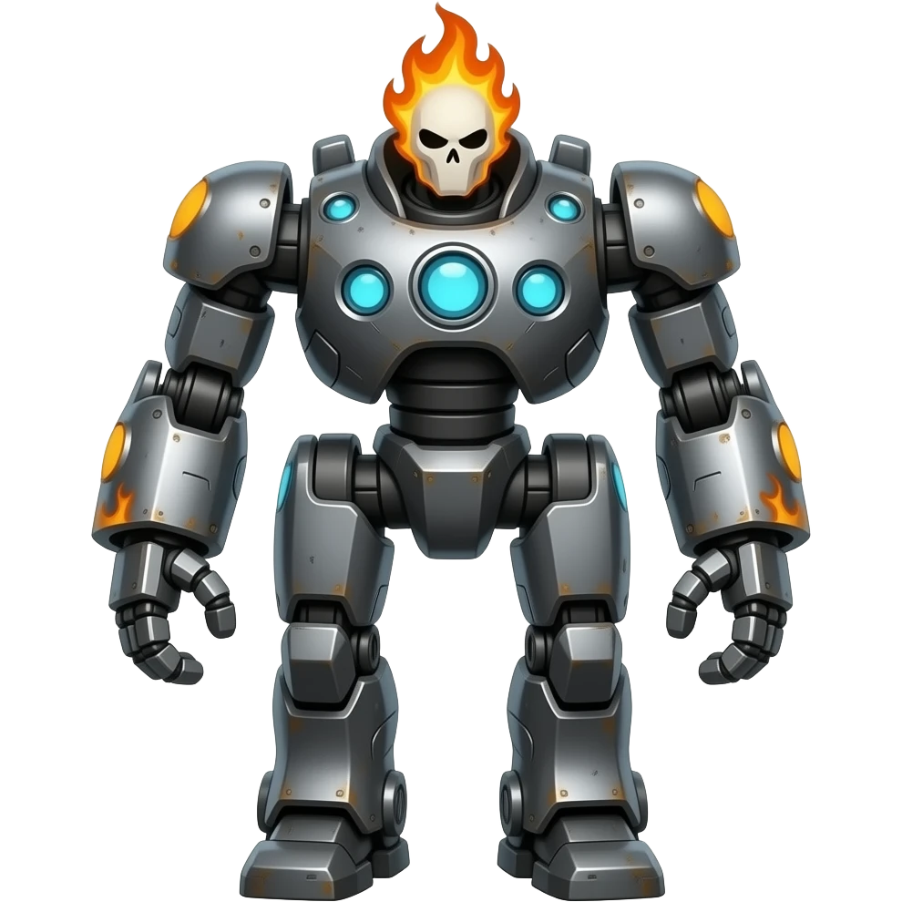 The marvel character Ghost Rider on a war robots frontiers robot as the pilot emoji