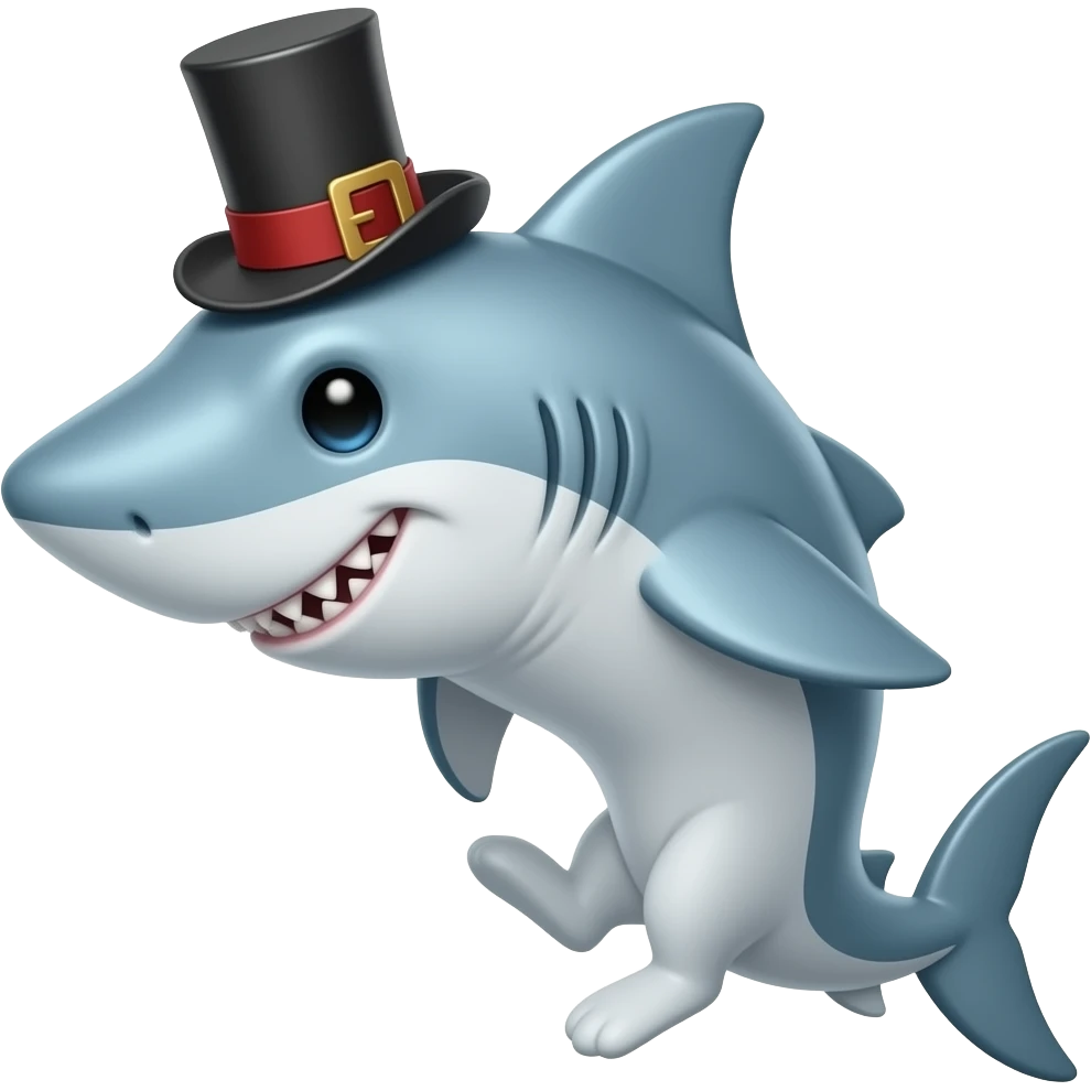 Shark with a top hat emoji