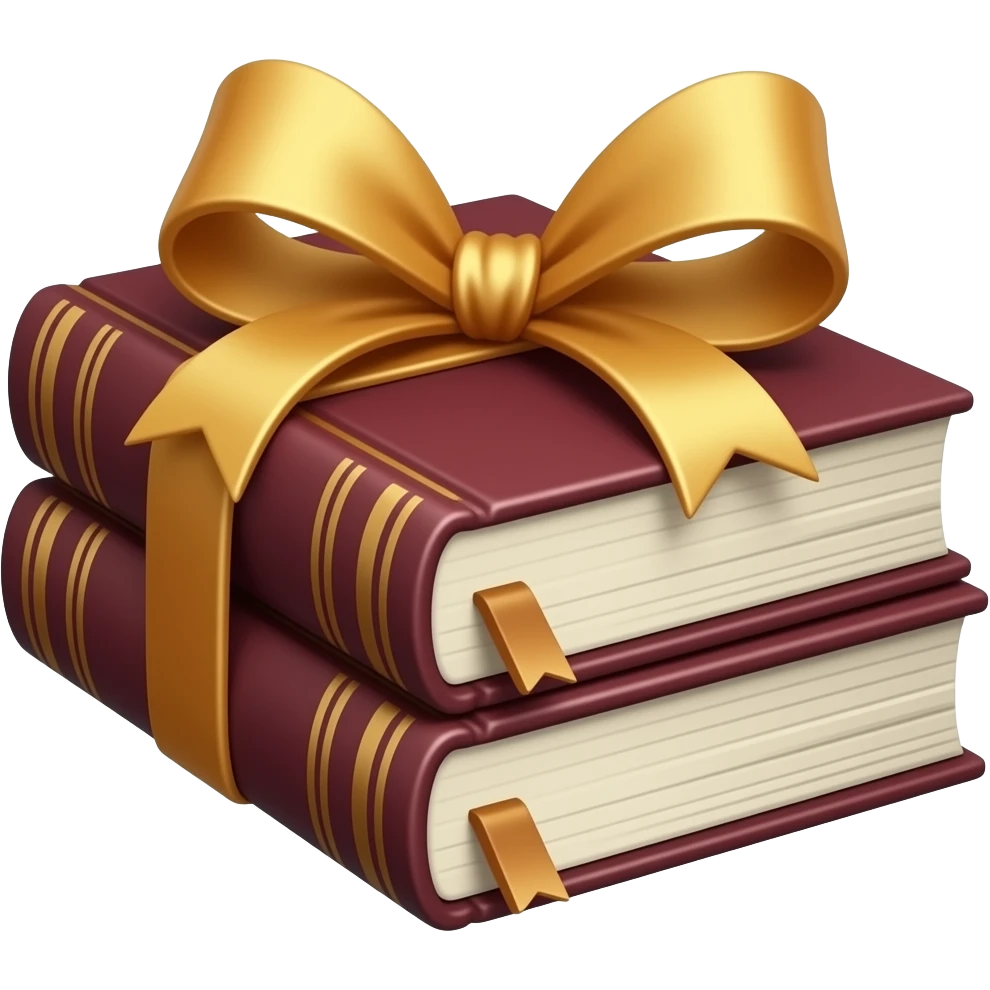 burgundy books wrapped in a bow emoji