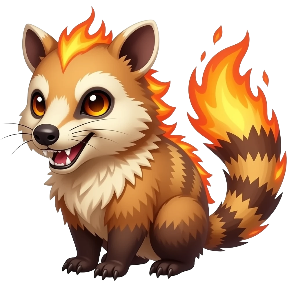 Fiery Handsome Wicked Cool Hot Edgy Badass Numbat-Trico-Civet-Vernid-fusion-hybrid-creature emoji