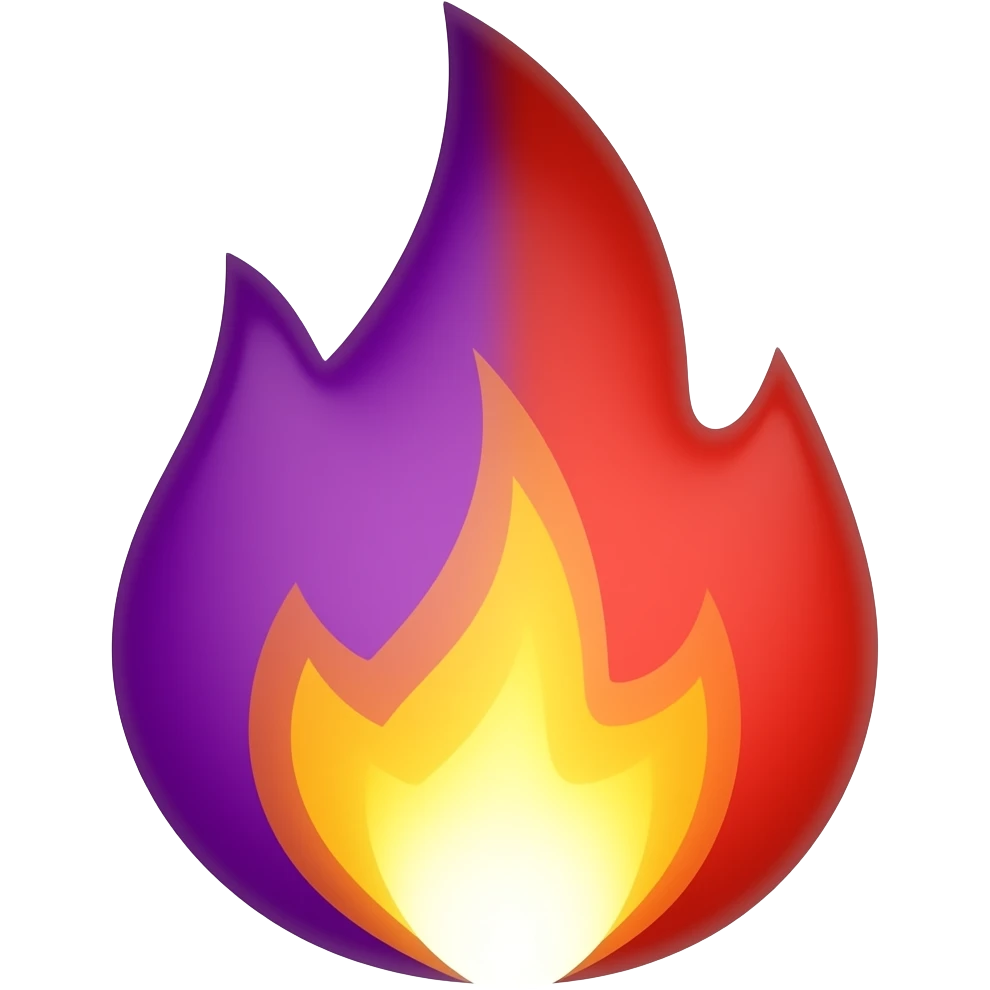 half purple half red fire emoji