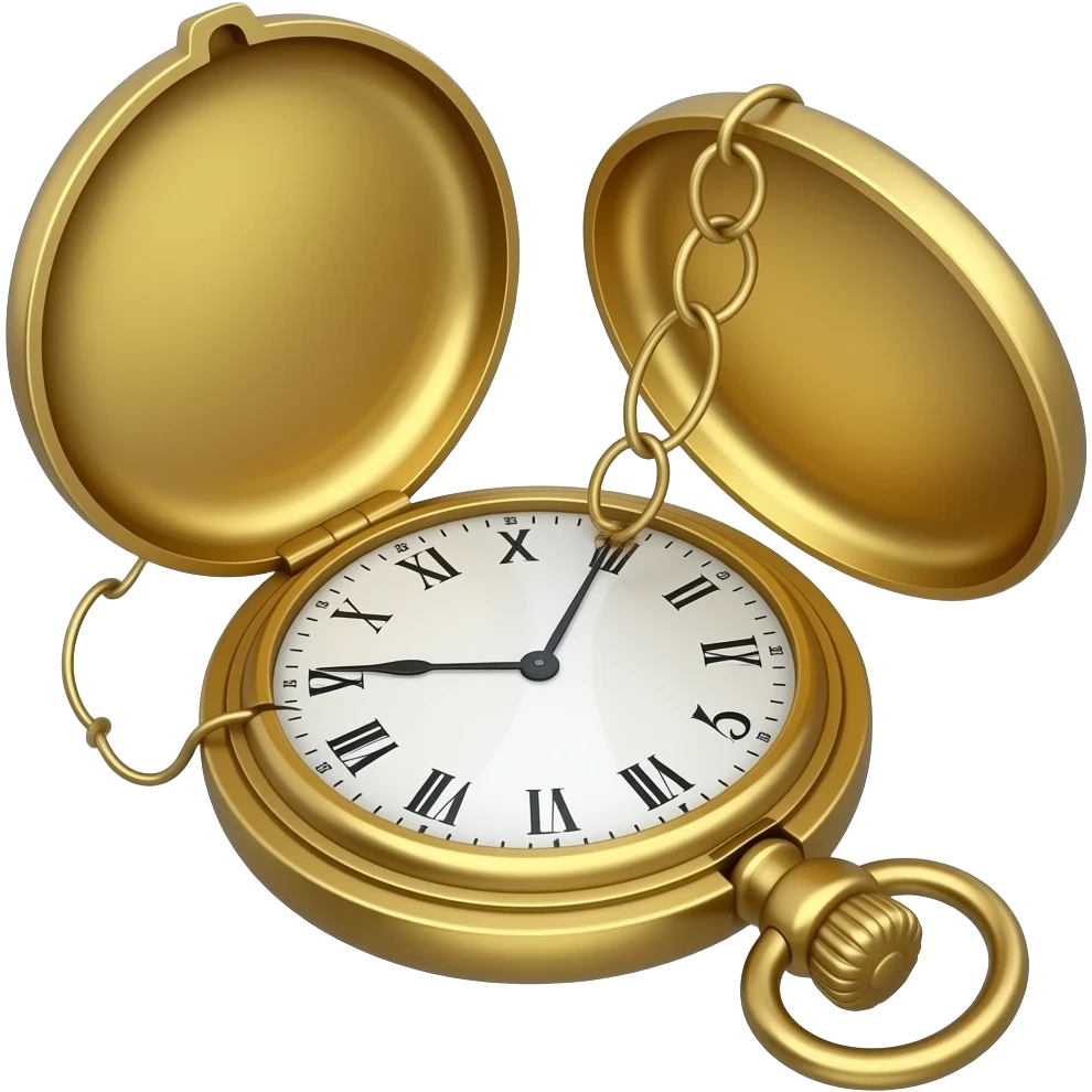 broken in two vintage pocket watch lid open elegent thin chain emoji