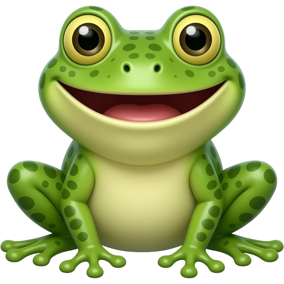 a frog with a very wide, "Hollywood" smile. emoji