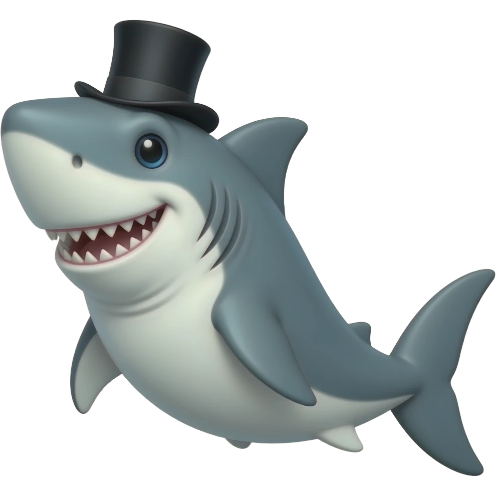 Shark with a top hat emoji