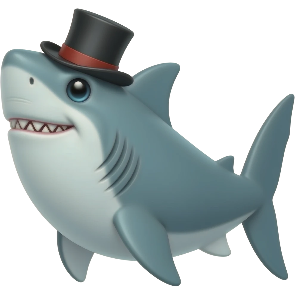 Shark with a top hat emoji