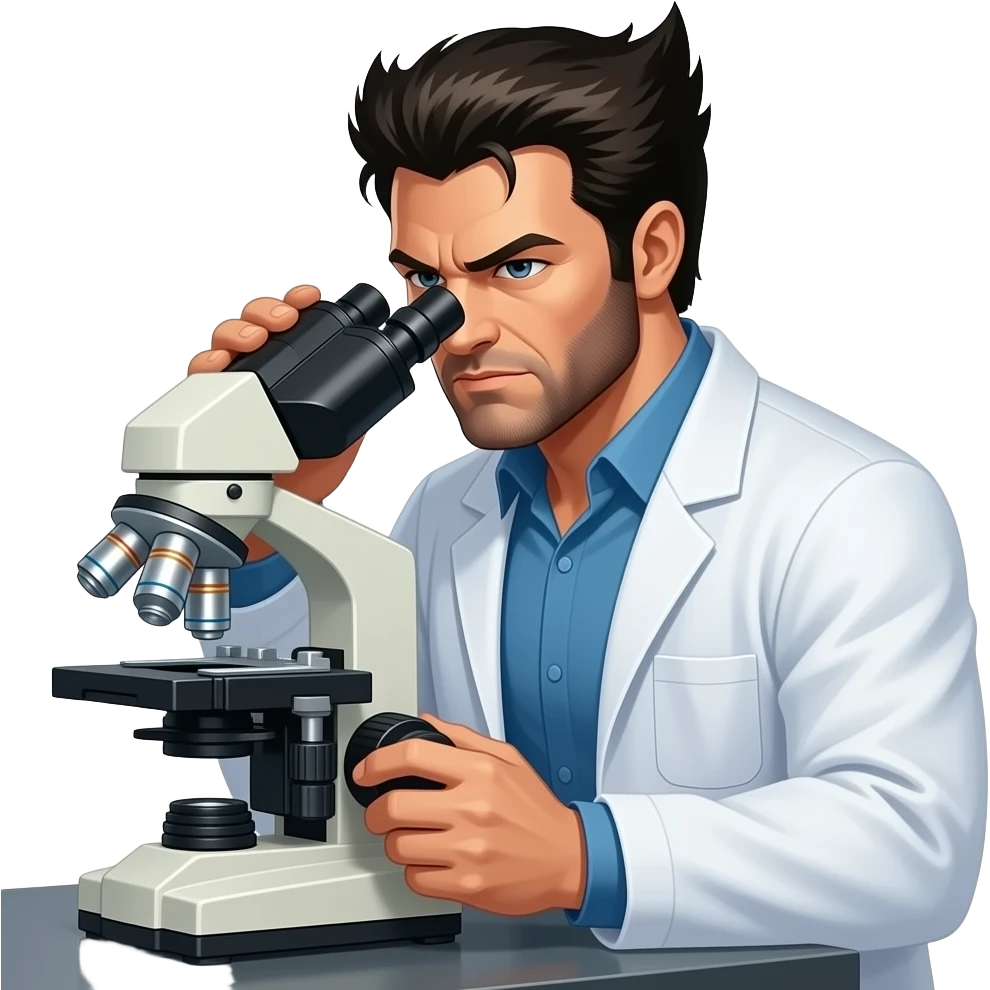 marvel's wolverine looking through a microscope emoji