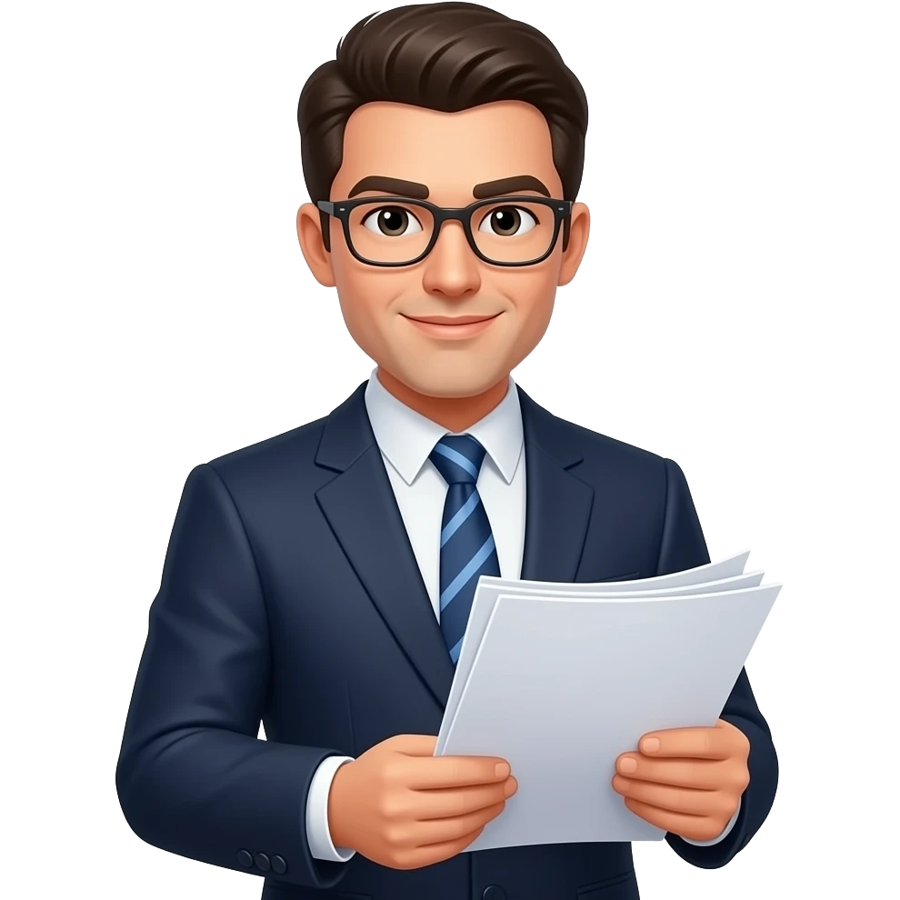 confident office man with documents emoji