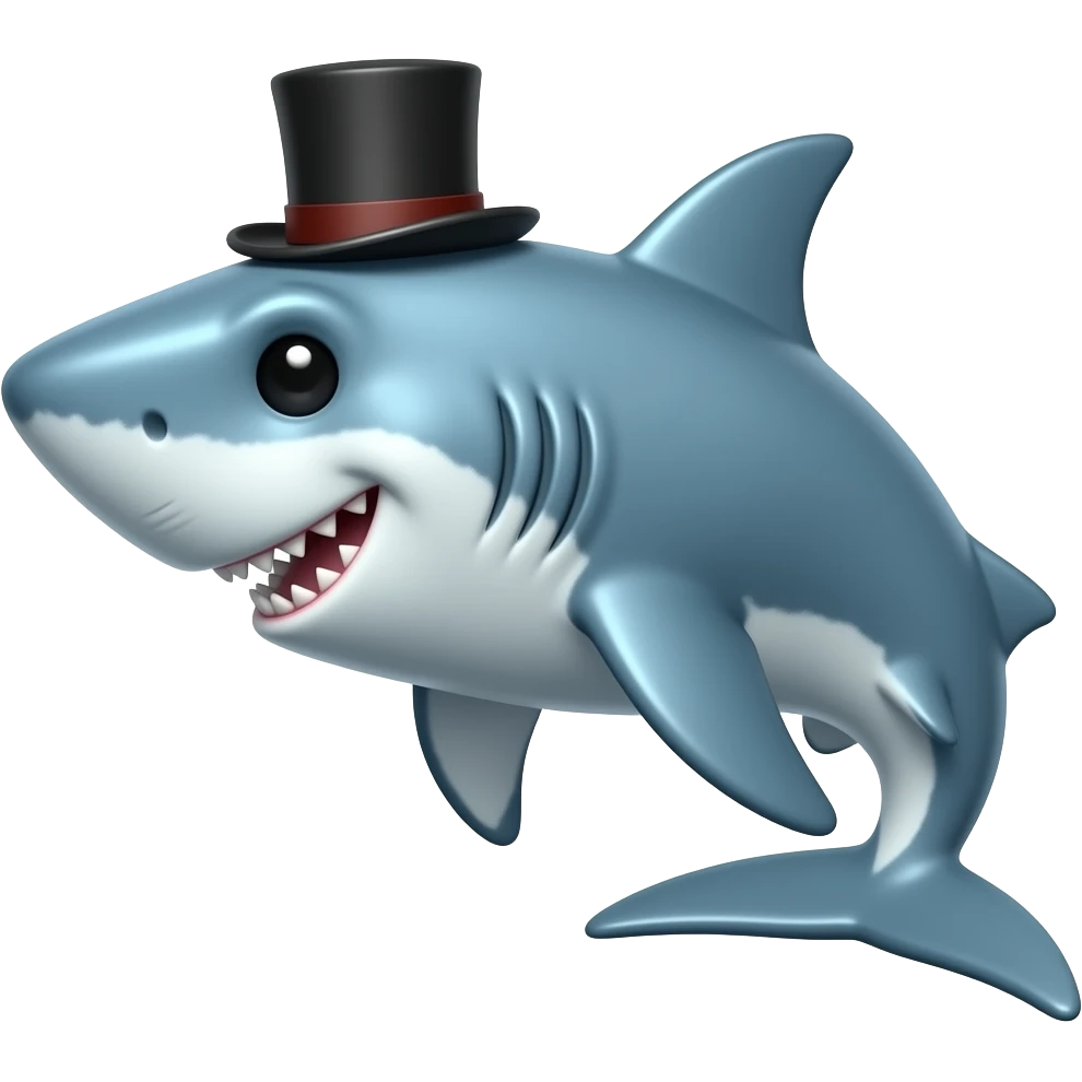 Shark with a top hat emoji