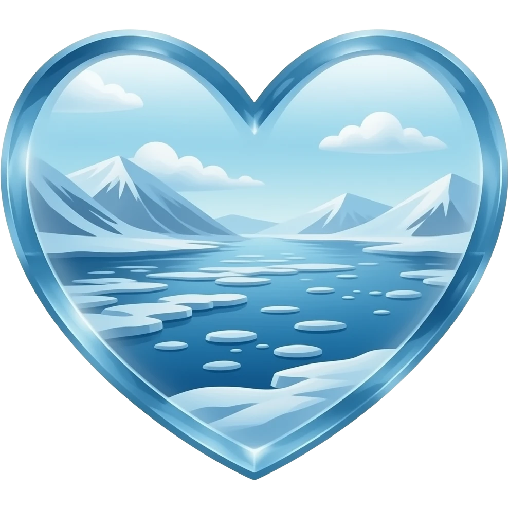 Сделай сердце из льда Байкала с ярким дизайном в стиле эмоджи emoji