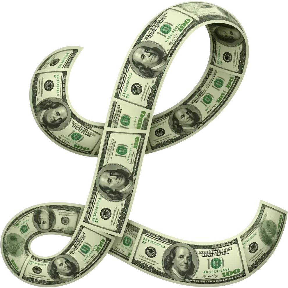 Cursive Text “L” made out of money emoji