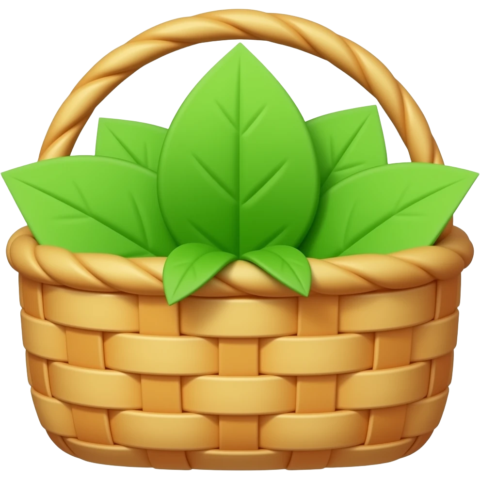 Create high-quality glossy emojis with a vibrant modern style.Make the emojis look premium, shiny, and eye-catching with bright highlights, smooth gradients, soft reflections, and glowing details. Basket emoji emoji