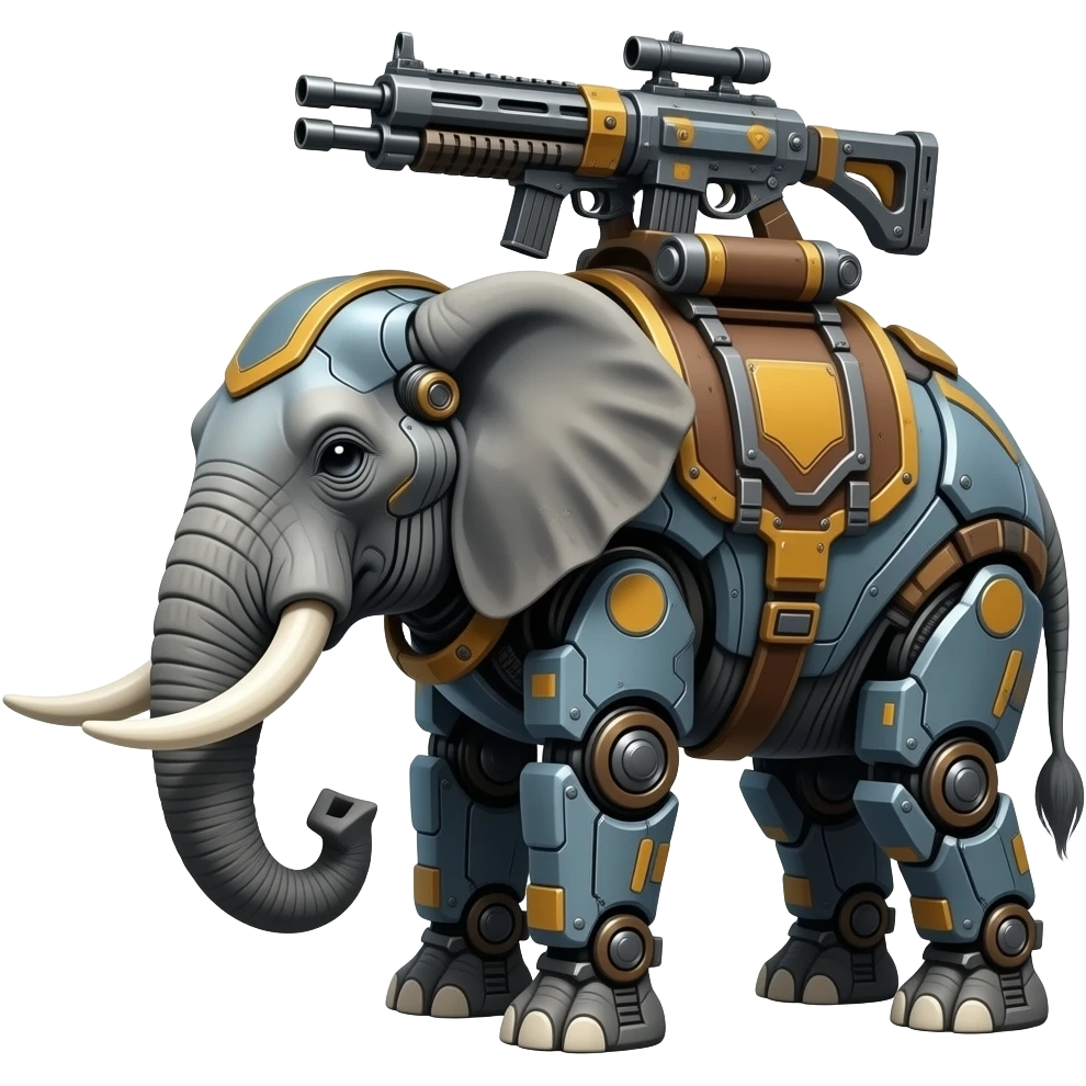 Elephant mech with miniguns on its back emoji