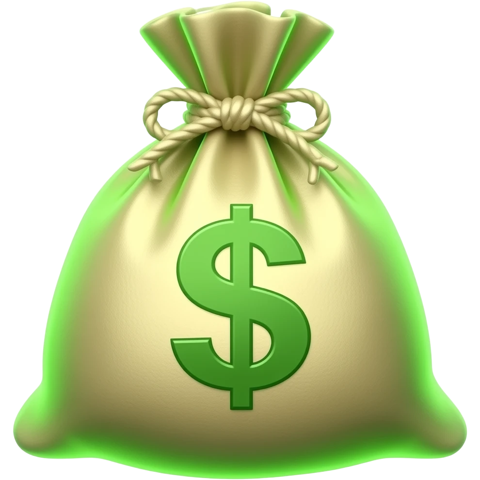 neon green cash  bag emoji
