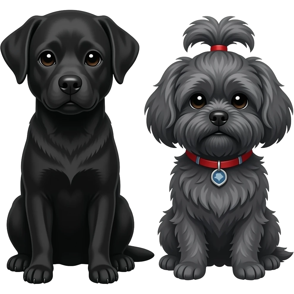 Black lab with dark grey shitzu emoji