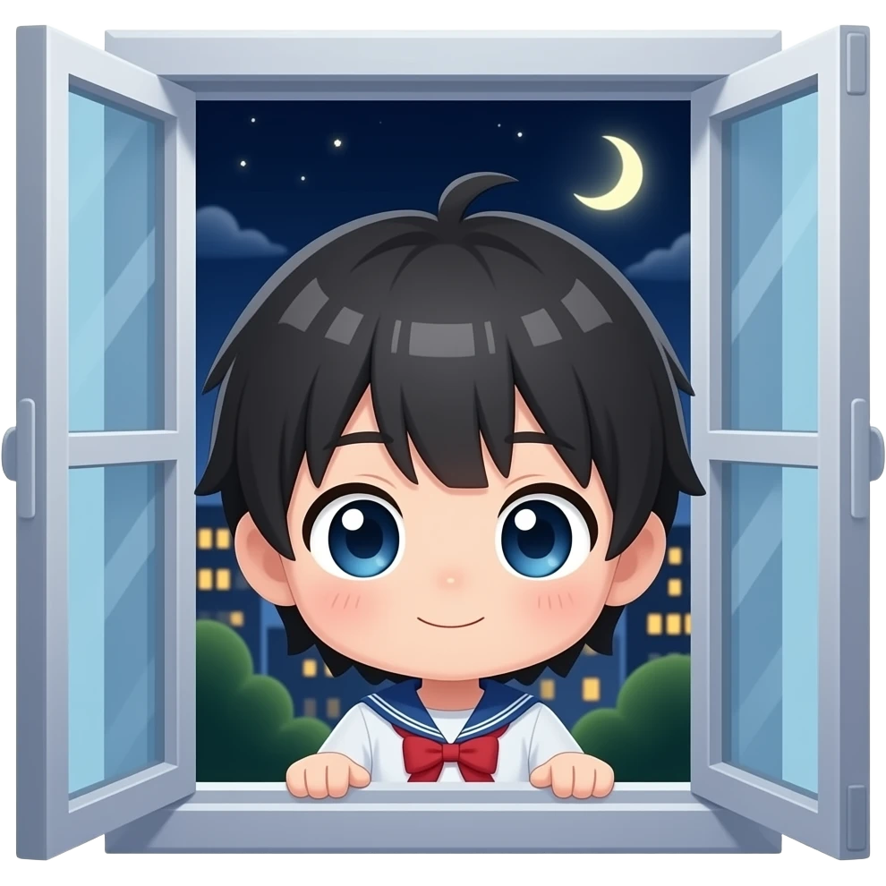 chibi anime night in the window emoji | AI Emoji Generator