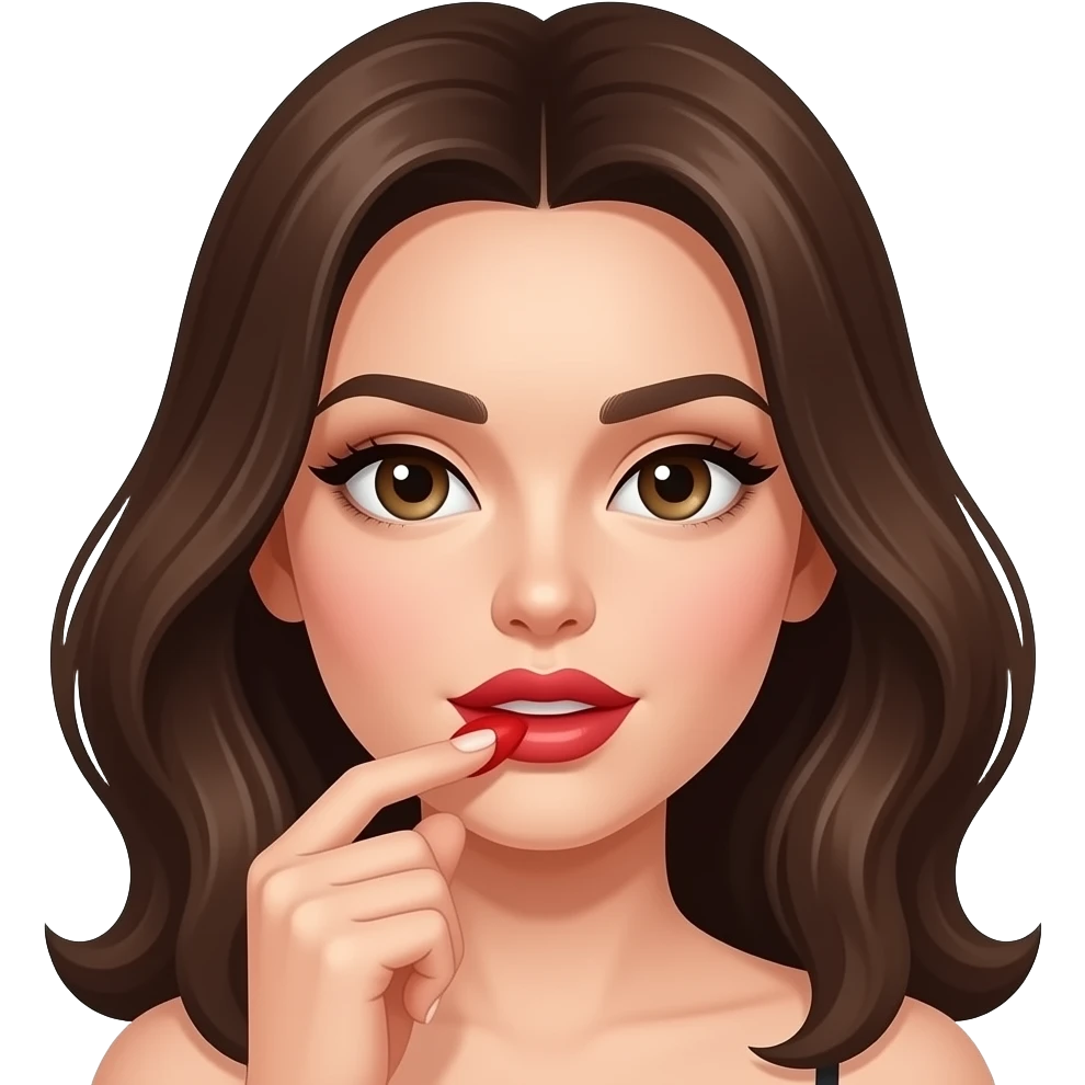 Sexi mujer mordiéndose los labios. Y con un pintalabios rojo cerca de los.labios 💄 emoji