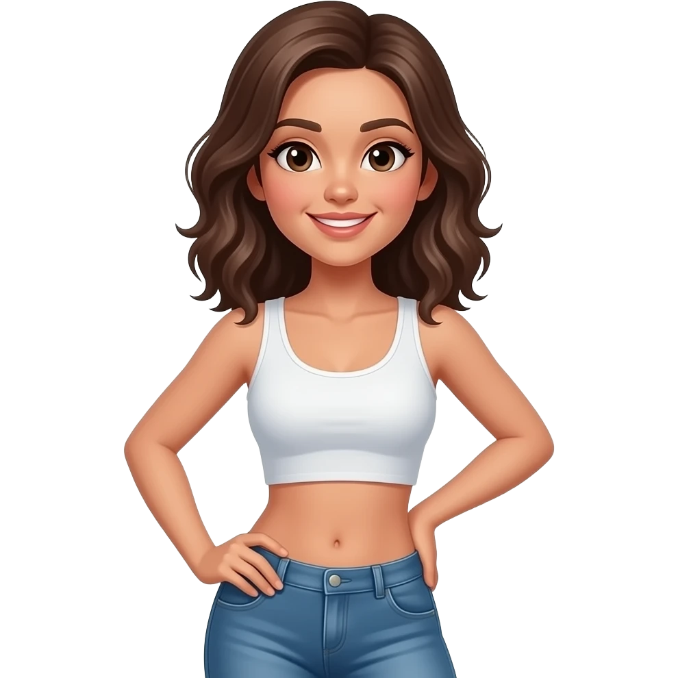 make this exact same person show off her abs emoji