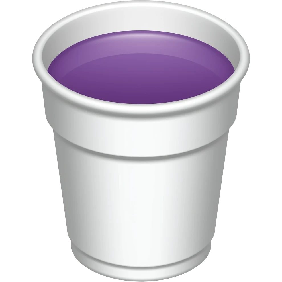 a double cupped styrofoam cup with purple drink (lean) inside emoji