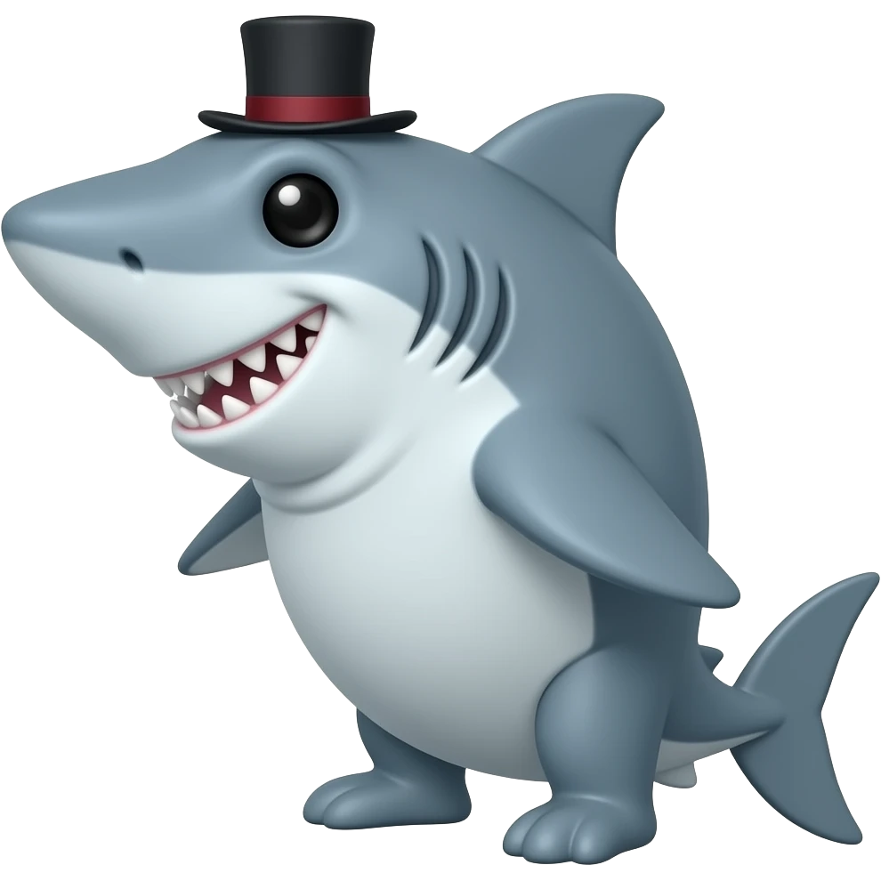 Shark with a top hat emoji